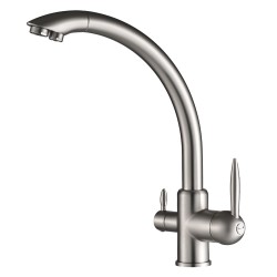 BRUNO μπαταρία πάγκου κουζίνας BRN-0238, τρίοδη, αναμεικτική, ασημί