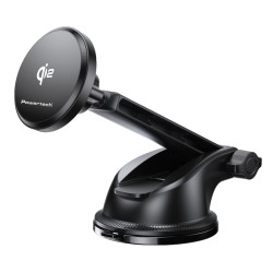 POWERTECH ασύρματος φορτιστής & βάση smartphone αυτοκινήτου PT-1492, Qi2, 15W, μαύρος