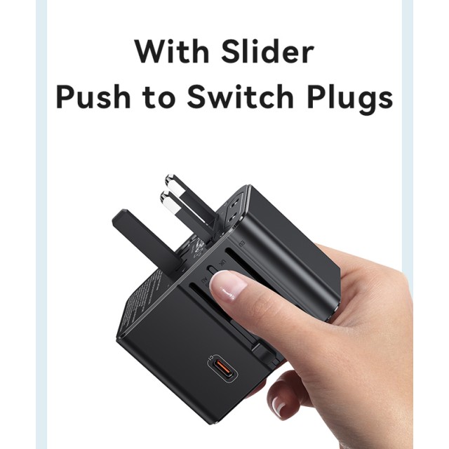 USAMS φορτιστής/αντάπτορας πρίζας CC309, USB & 2x USB-C, universal, 25W, μαύρος