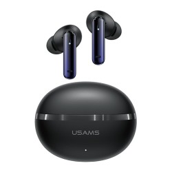 USAMS earphones με θήκη φόρτισης E02, TWS, ANC & ENC, Φ10mm, 35/300mAh, μαύρα