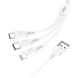 KAKUSIGA καλώδιο USB σε USB-C/Lightning/Micro USB KSC-997, 5A, 1.2m, λευκό