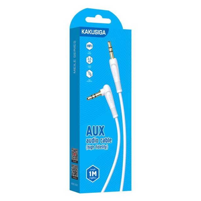 KAKUSIGA καλώδιο ήχου 3.5mm KSC-521, AUX, 90°, HiFi 1m, λευκό
