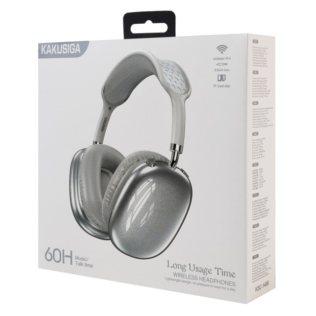 KAKUSIGA headphones KSC-1466, ασύρματα & ενσύρματα, micro SD, 40mm, 400mAh, ασημί KAKUSIGA headphones KSC-1466, ασύρματα & ενσύρματα, micro SD, 40mm, 400mAh, ασημί