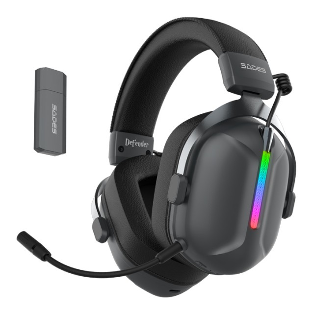 SADES gaming headset Defender, ασύρματα & ενσύρματα, 50mm, 1050mAh, RGB, multi-platform, μαύρο SADES gaming headset Defender, ασύρματα & ενσύρματα, 50mm, 1050mAh, RGB, multi-platform, μαύρο
