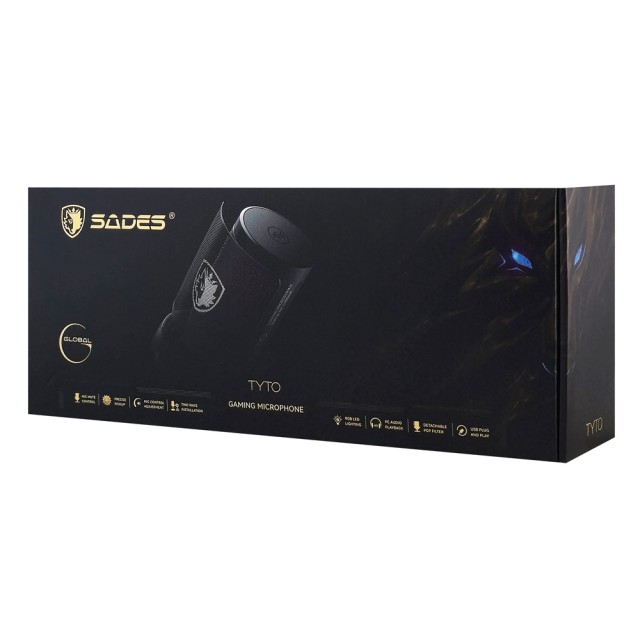 SADES gaming μικρόφωνο TYTO με βάση γραφείου & επιτραπέζια, pop φίλτρο, καρδιοειδές, USB, μαύρο SADES gaming μικρόφωνο TYTO με βάση γραφείου & επιτραπέζια, pop φίλτρο, καρδιοειδές, USB, μαύρο