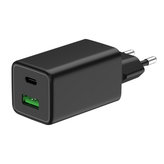 POWERTECH φορτιστής τοίχου PT-1501, USB/USB-C, 65W, GaN, μαύρος POWERTECH φορτιστής τοίχου PT-1501, USB/USB-C, 65W, GaN, μαύρος