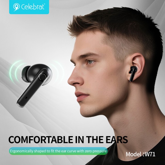 CELEBRAT earphones με θήκη φόρτισης W71, True Wireless, 10mm, 30/200mAh, λευκά CELEBRAT earphones με θήκη φόρτισης W71, True Wireless, 10mm, 30/200mAh, λευκά