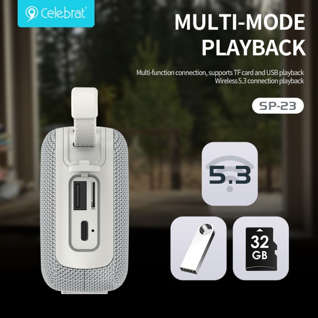 CELEBRAT φορητό ηχείο SP-23, 5W, Bluetooth, 1200mAh, μαύρο CELEBRAT φορητό ηχείο SP-23, 5W, Bluetooth, 1200mAh, μαύρο