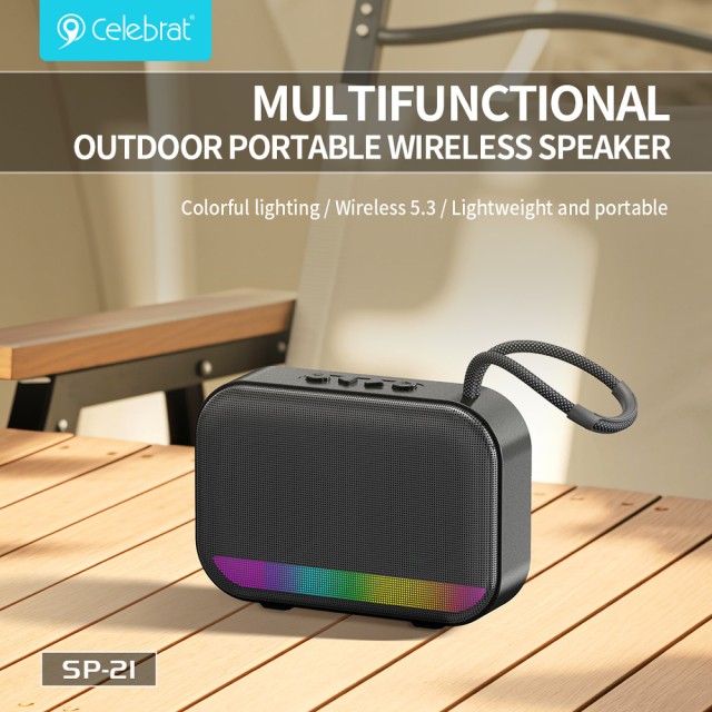 CELEBRAT φορητό ηχείο SP-21, 5W, Bluetooth, 1200mAh, μαύρο CELEBRAT φορητό ηχείο SP-21, 5W, Bluetooth, 1200mAh, μαύρο