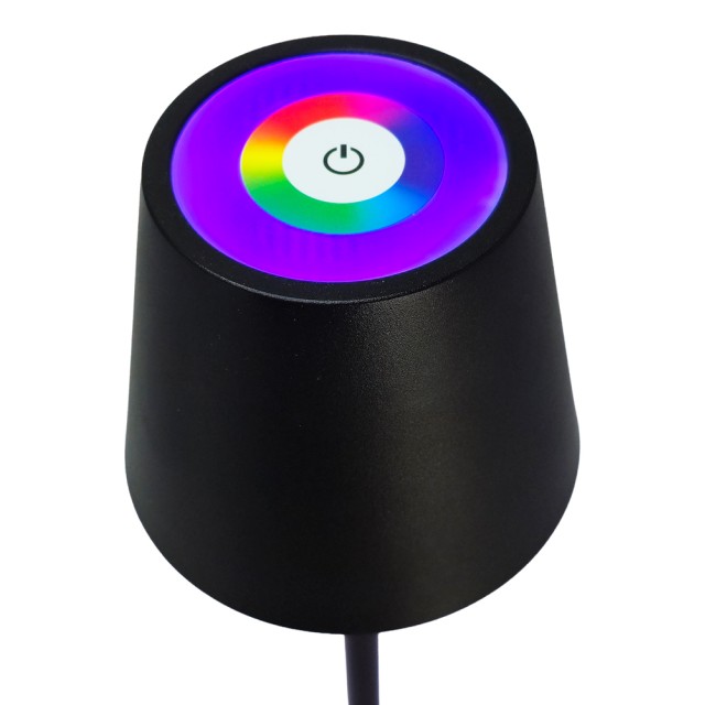 POWERTECH LED επιτραπέζιο φωτιστικό HLL-0195, RGB, ρυθμιζόμενο, επαναφορτιζόμενο, μαύρο