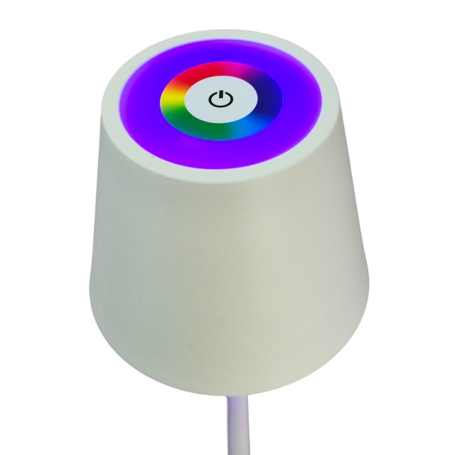 POWERTECH LED επιτραπέζιο φωτιστικό HLL-0196, RGB, ρυθμιζόμενο, επαναφορτιζόμενο, λευκό