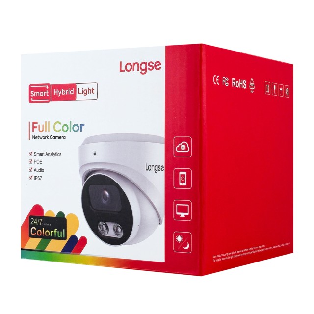 LONGSE IP κάμερα CMSB-2FCV2RC-28PMTF με μικρόφωνο, 2MP, 2.8mm, αδιάβροχη IP67, PoE