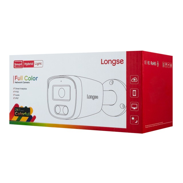 LONGSE IP κάμερα BMSC-2FCV2RC-28PMTF με μικρόφωνο, 2MP, 2.8mm, αδιάβροχη IP67, PoE