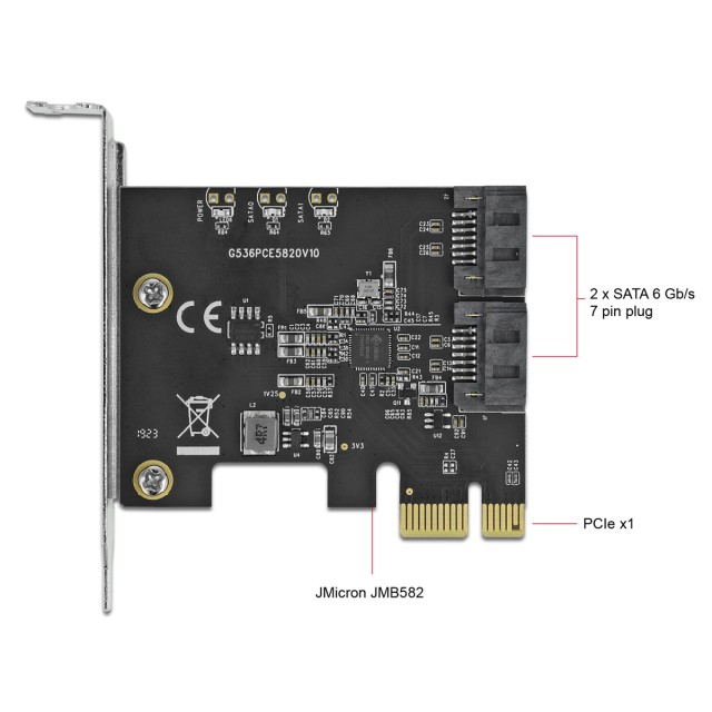 DELOCK κάρτα επέκτασης PCIe σε 2x SATA 90431, 6Gb/s