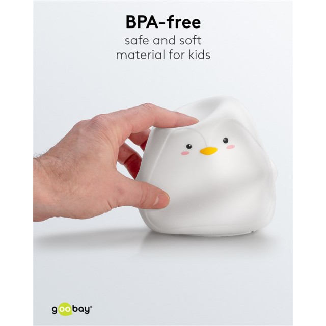 GOOBAY LED φωτιστικό νυκτός πιγκουίνος 61648, RGB, επαναφορτιζόμενο, λευκό