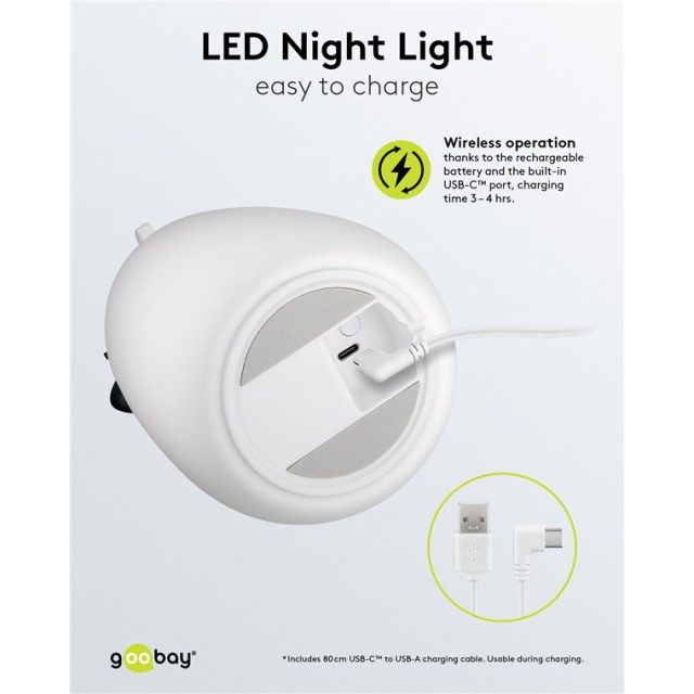 GOOBAY LED φωτιστικό νυκτός πολική αρκούδα 61647, RGB, επαναφορτιζόμενο, λευκό