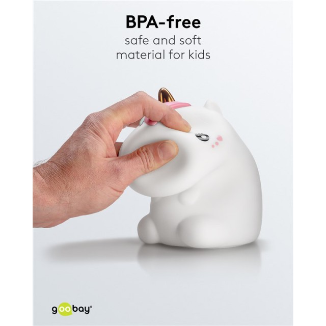 GOOBAY LED φωτιστικό νυκτός μονόκερος 61649, RGB, επαναφορτιζόμενο, λευκό