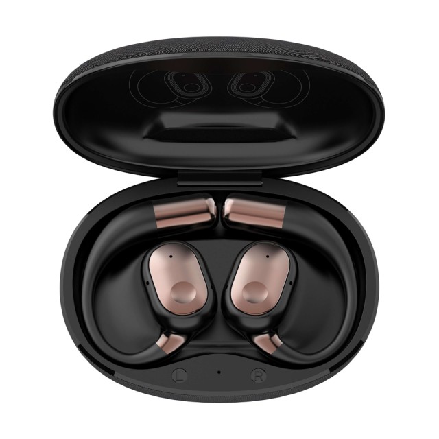 LDNIO earphones με θήκη φόρτισης T11, OWS, Φ15mm, 50/450mAh, μαύρα