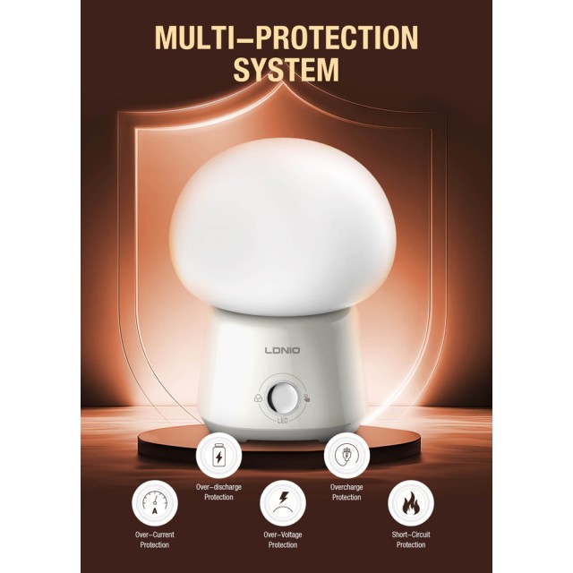 LDNIO LED φωτιστικό νυκτός Y4, RGB, ρυθμιζόμενο, επαναφορτιζόμενο, λευκό