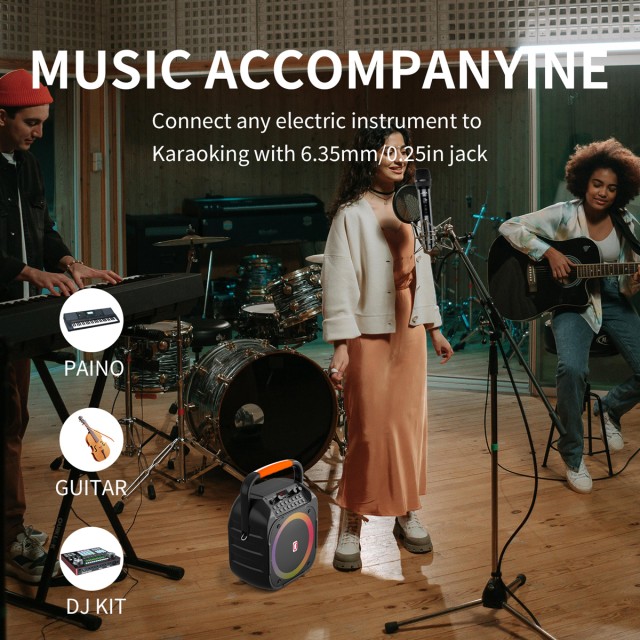 JYX φορητό ηχείο T26-T με 2x μικρόφωνα, 20W, 4000mah, LED, μαύρο