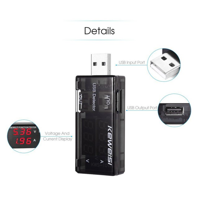 KEWEISI Συσκευή ελέγχου θύρας USB KWS-10VA, 2x USB Output, 3-9V