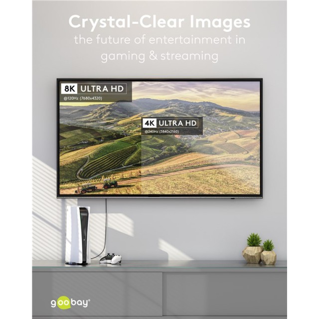 GOOBAY καλώδιο DisplayPort 77443, 8K/120Hz, 40 Gbps, 2m, μαύρο