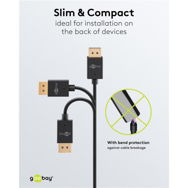 GOOBAY καλώδιο DisplayPort 77443, 8K/120Hz, 40 Gbps, 2m, μαύρο