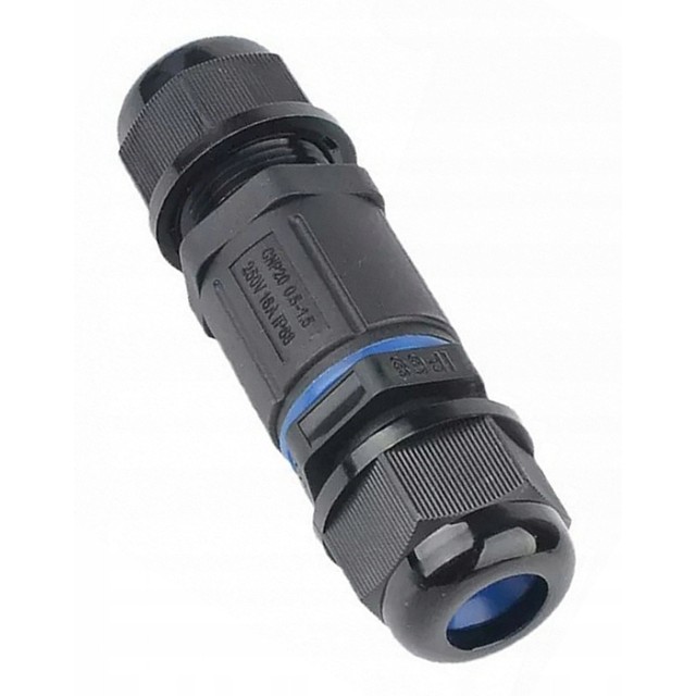 POWERTECH αδιάβροχος σύνδεσμος καλωδίων τροφοδοσίας TOOL-0112, 3pin, IP68, μαύρος