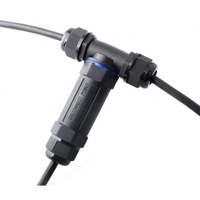 POWERTECH αδιάβροχος σύνδεσμος καλωδίων τροφοδοσίας TOOL-0113, τύπου ταφ, 3pin, IP68, μαύρος