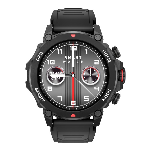 INTIME smartwatch G6 με 2x λουράκια, heart rate, 1.43" AMOLED, GPS, 5ATM, μαύρο