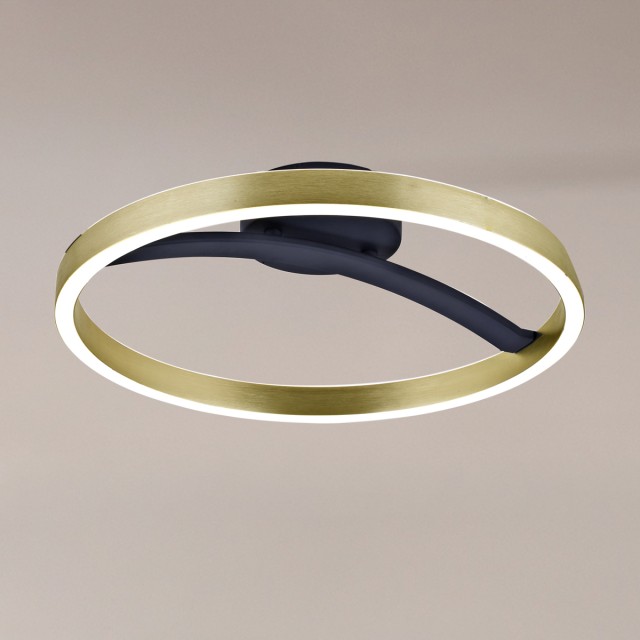 POWERTECH LED φωτιστικό οροφής HLL-0199, 29W, 4000K, Φ38x10cm, χρυσό/μαύρο