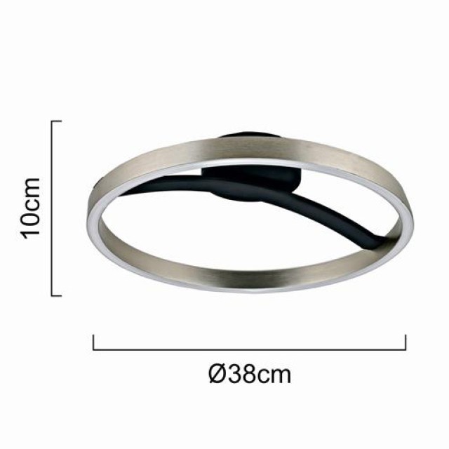 POWERTECH LED φωτιστικό οροφής HLL-0200, 29W, 4000K, Φ38x10cm, ασημί/μαύρο