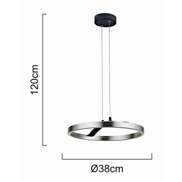 POWERTECH LED φωτιστικό οροφής HLL-0202, 29W, 4000K, Φ38x120cm, ασημί/μαύρο