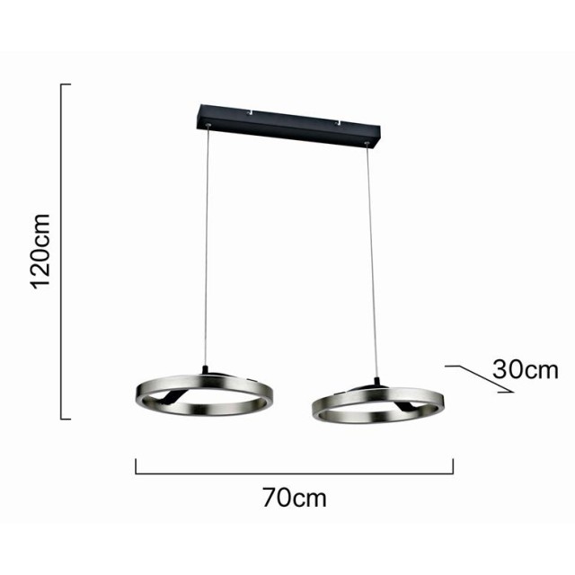 POWERTECH LED φωτιστικό οροφής HLL-0203, 42W, 4000K, 70x30x120cm, ασημί/μαύρο