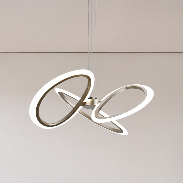 POWERTECH LED φωτιστικό οροφής HLL-0205, 40W, 4000K, Φ53x120cm, οπάλ χρυσό/μαύρο