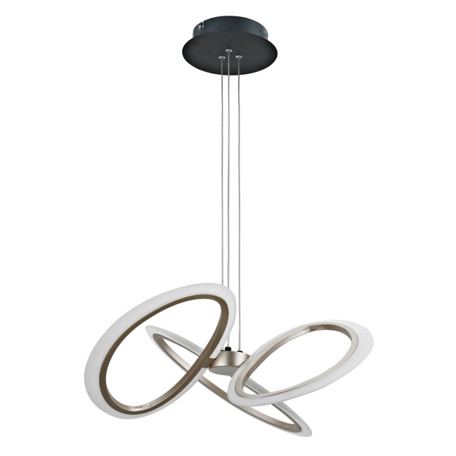 POWERTECH LED φωτιστικό οροφής HLL-0205, 40W, 4000K, Φ53x120cm, οπάλ χρυσό/μαύρο