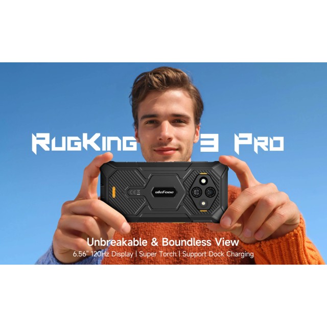 ULEFONE smartphone RugKing 3 Pro, 6.56", 8/128GB, 5700mAh, IP68/IP69K, μαύρο