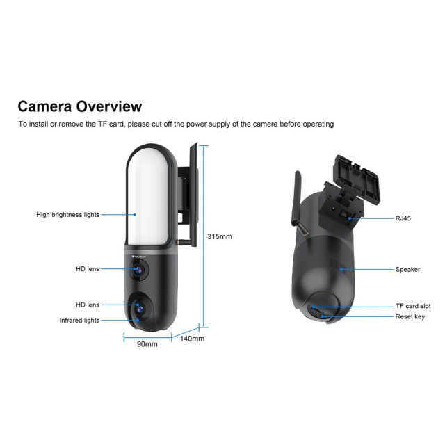 VSTARCAM smart κάμερα FC4 με φωτισμό, dual lens, 3MP, WiFi, SD, PTZ, IP66