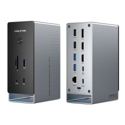 CABLETIME docking station CT-DK181-AG, 16 θυρών, USB-C σύνδεση, 100W PD, 1000Mbps, MST, γκρι