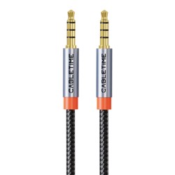 CABLETIME καλώδιο ήχου 3.5mm CT-AM35M, gold plated, 1m, μαύρο