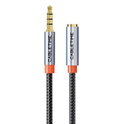 CABLETIME καλώδιο προέκτασης ήχου 3.5mm CT-AE35M, gold plated, 2m, μαύρο