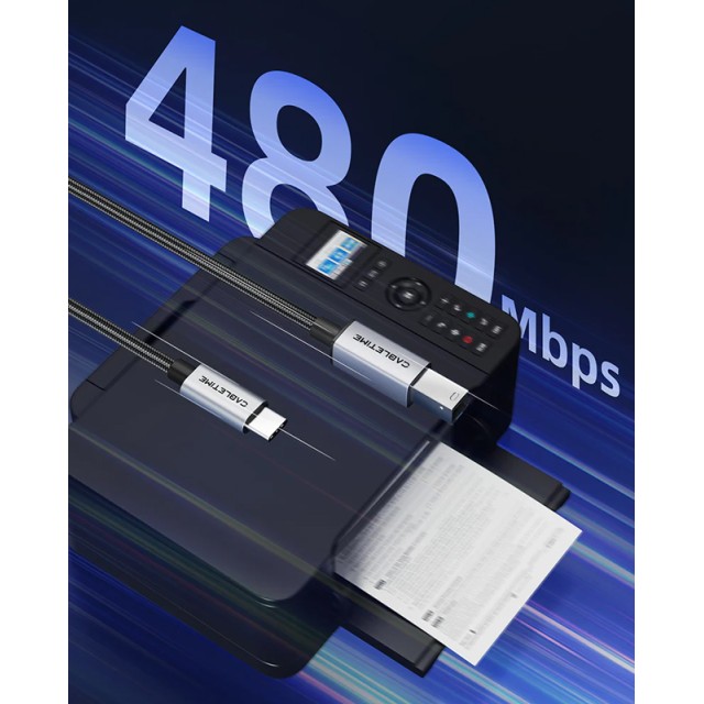 CABLETIME καλώδιο USB-C σε USB Type B CT-CMBM1, 480Mbps, 2m, μαύρο CABLETIME καλώδιο USB-C σε USB Type B CT-CMBM1, 480Mbps, 2m, μαύρο