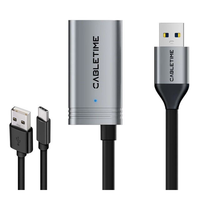 CABLETIME καλώδιο προέκτασης USB CT-AMAFA3, active, 5Gbps, 5m, μαύρο