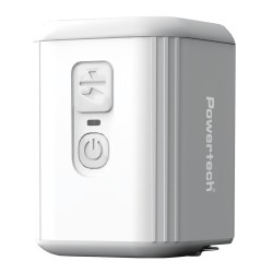POWERTECH μίνι τρόμπα PT-1553 με φακό, 5W, επαναφορτιζόμενη, λευκή