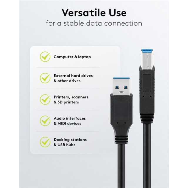 GOOBAY καλώδιο USB 3.0 σε USB Type B 95721, 0.25m, 5Gbps, μαύρο