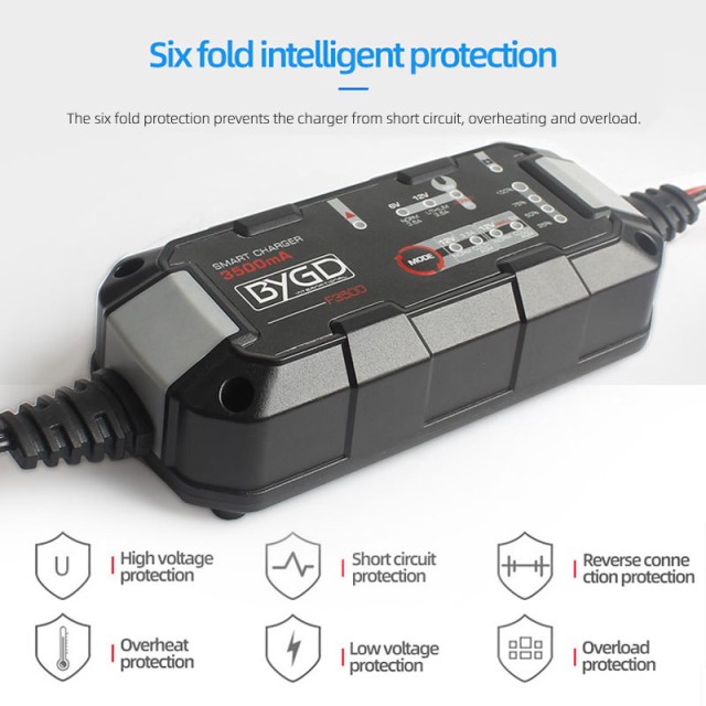 BYGD φορτιστής & συντηρητής μπαταρίας αυτοκινήτου F3500, 6-12V/3.5A