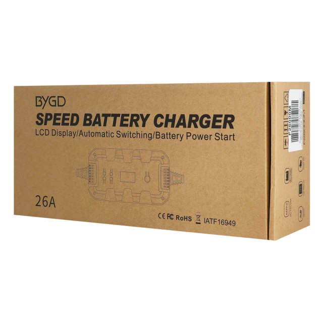 BYGD φορτιστής & συντηρητής μπαταρίας αυτοκινήτου F26000M με οθόνη, 6V/8-24A 12V/4-26A 24V/2-13A