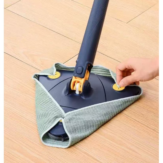 HOME USE τριγωνική σφουγγαρίστρα HUH-0257 με 4x πανιά μικροϊνών, προσαρμόσιμο ύψος, μπλε