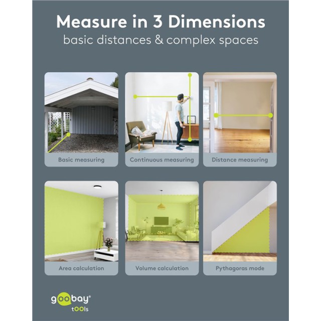 GOOBAY laser μετρητής απόστασης 77834, επαναφορτιζόμενος, έως 30m
