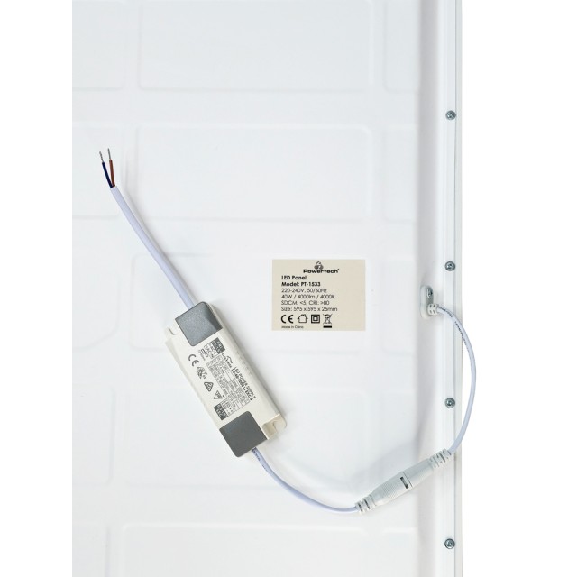 POWERTECH LED panel ψευδοροφής PT-1533, 40W, 59.5x59.5cm, τετράγωνο, 4000K, 4000lm, λευκό
